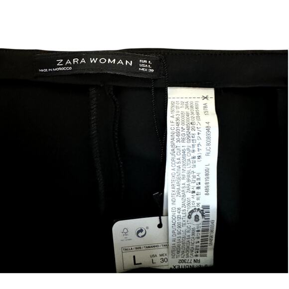 ZARA Black Skirt Peplum Hem Knee Length Zipper Closure Large NWT - Picture 6 of 11